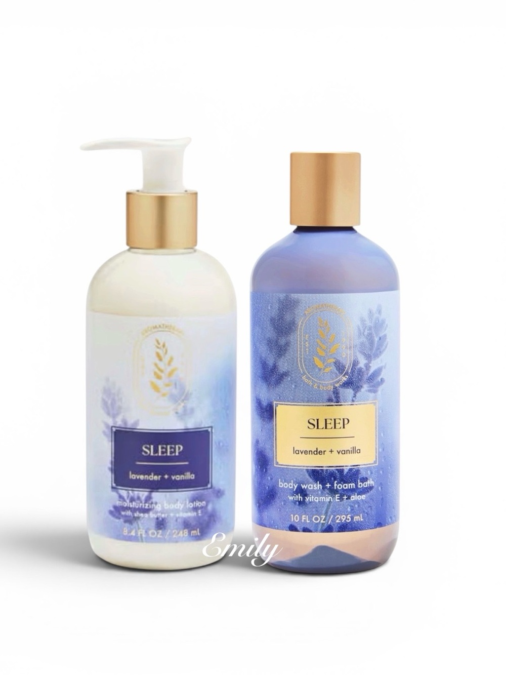 NEW! Bath & Body Works SLEEP lavender + vanilla 2 piece lotion & body wash set